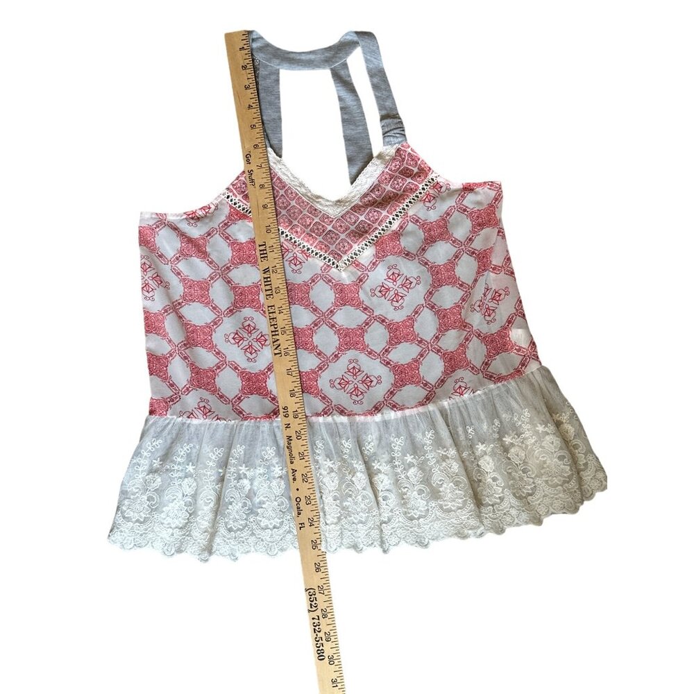 💖Jolt Women's Boho Chic Sleeveless Top With Lace Hem Size L - Picture 6 of 7